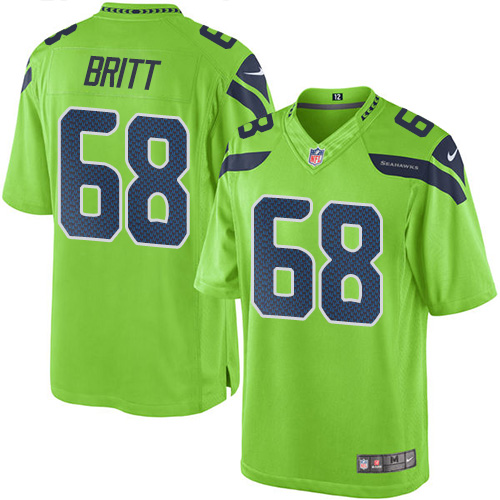 Youth Limited Justin Britt Nike Jersey Green - #68 Rush NFL Seattle Seahawks